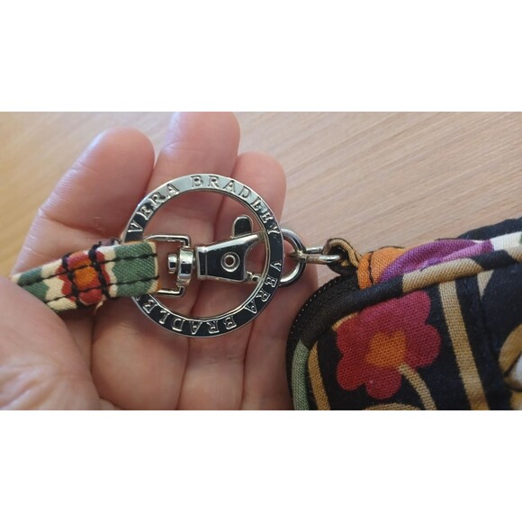 Vera Bradley Zip Wristlet Wrist Wallet Floral Small Quilted Logo Keychain Strap - Picture 5 of 13
